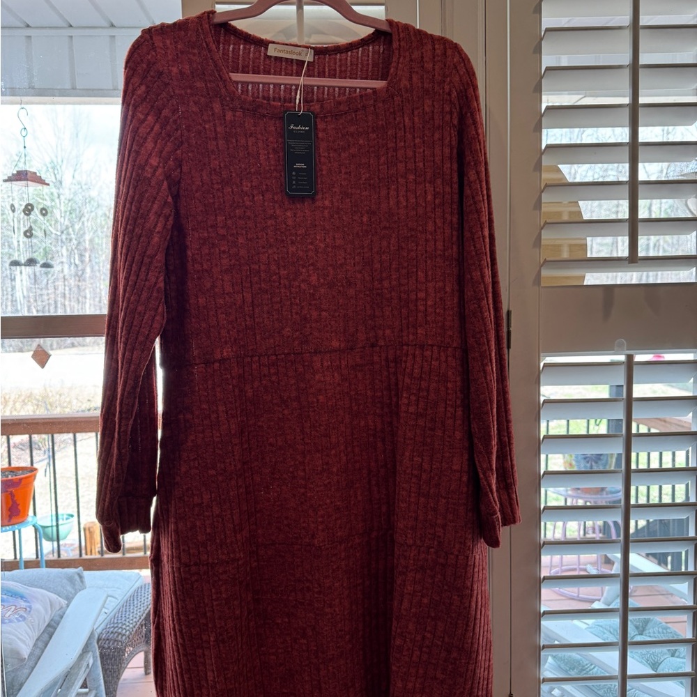 Women's Ribbed Knit Dress - Rustic